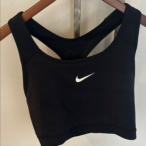 Nike Women's Black Sports Bra with White Logo